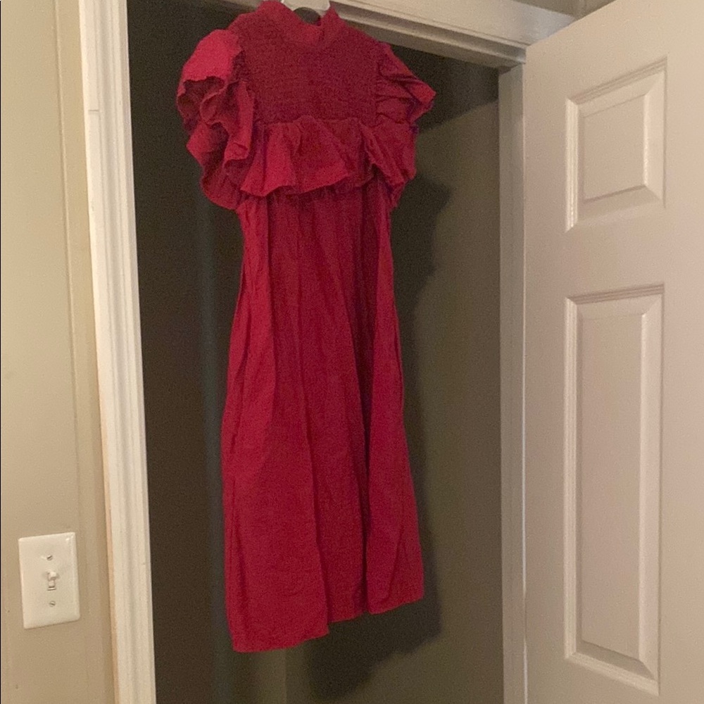 Vibrant Red Ruffle Dress